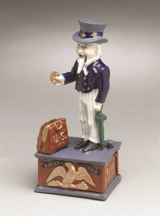 Victorian Trading Co Cast Iron Uncle Sam Trick Bank