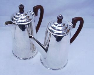 1930s Art Deco James Dixon & Sons Silver Plate Coffee Pot & Hot Water Jug