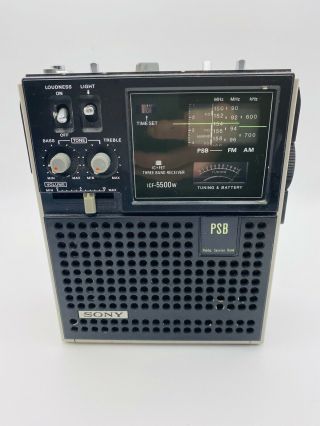 Vintage Sony Icf - 5500w 3 - Band Receiver Radio Am - Fm - Psb