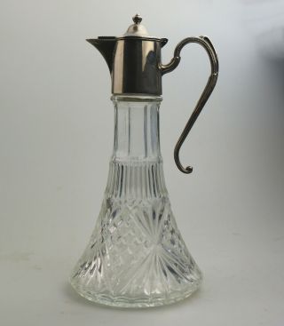 An Attractive Vintage/antique Glass And Silver Plate Claret Jug C.  20thc