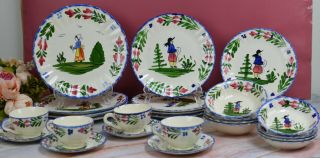 32 Pc Vintage Blue Ridge China French Peasant 7 - Piece 4 Place Setting
