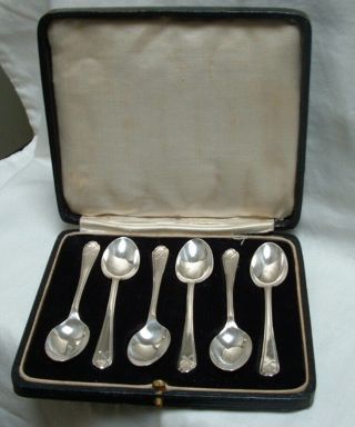Cased Set 6 Antique Art Deco Solid Silver Golf Tea Spoons 1933 Walker Hall 79gms