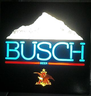 Vintage 1980s Anheuser - Busch Busch Beer Lighted Sign Man Cave Neon Look 18 By 18