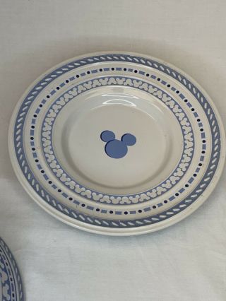 Disney Gourmet Mickey Mouse Ceramic Candle Lamp Shade Holder Topper Plate Blue 2