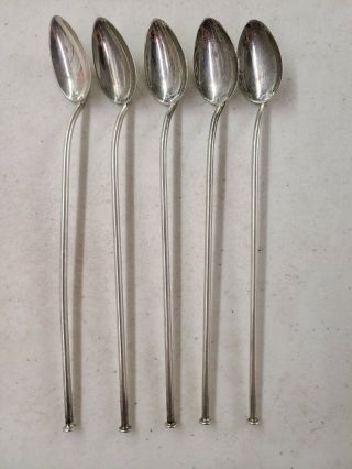 5 Vintage Sterling Silver Spoons Iced Tea Julep Straw