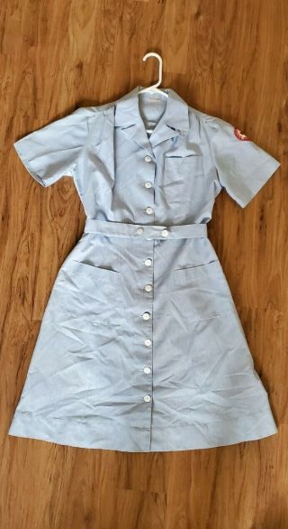 Vintage Hoover York Usa American Red Cross Volunteer Blue Dress 1940s 1950s
