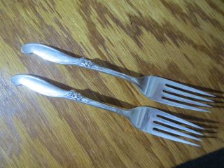2 Pc.  International Sterling 7 " Dinner Fork Silver Melody No Mono
