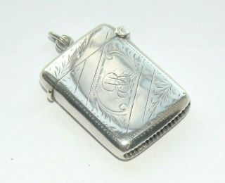 Antique English Solid Silver Sterling Vesta Case J & R Griffin Ltd Chester 1916