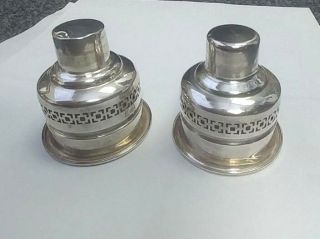 Vintage Pair Sterling Silver Pierced Candle Chimney Holder Push In Type