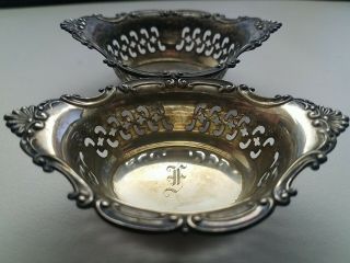 925 Sterling Silver Antique Victorian Gorham Cromwell Nut Dish Set Monogramed F