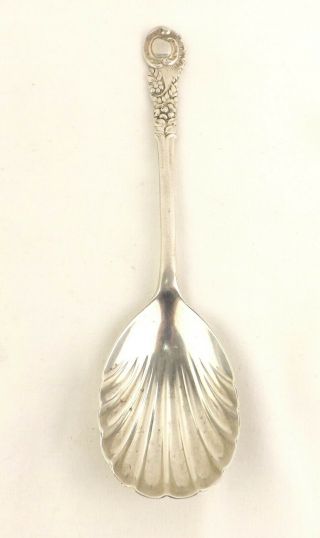 Salad Serving Spoon Solid Sterling Silver Shell Bowl Josiah Williams London 1907