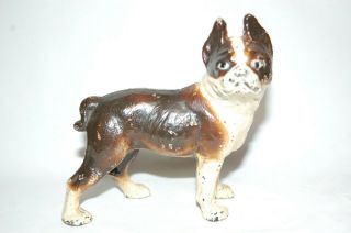 Cast Iron " Boston Bull Terrier " Dog Still Bank Made By Vindex Toys