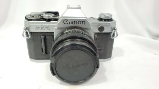 Vintage Canon Ae - 1 35mm Film Slr Camera W/ 50mm 1:1.  8 Canon Lens.
