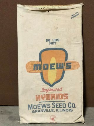 Graphic Vintage Moews Hybrid Seed Corn Cloth Farm Ag Sign Sack Old Burlap Bag