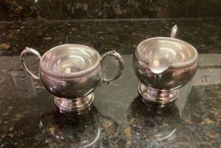 Fisher Sterling Silver Open Sugar Bowl And Creamer