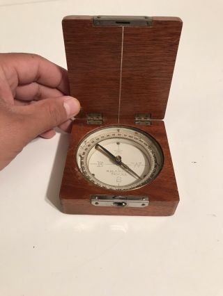 Vintage Compass W.  & L.  E Gurley Troy Ny York Compass With Wood Case