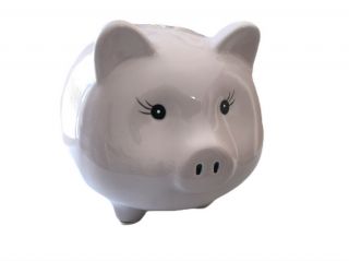 Ceramic Pig Piggy Children Bank Saving Coin Money Box Toy Kids Gifts White