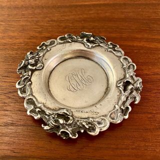William B.  Kerr Art Nouveau Sterling Silver Floral Butter Pat / Dish
