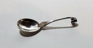 Vintage Georg Jensen Sterling Silver Salt Spoon - Ornamental 110 - 2.  25 " Long