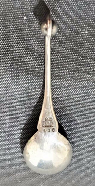 Vintage Georg Jensen Sterling Silver Salt Spoon - Ornamental 110 - 2.  25 