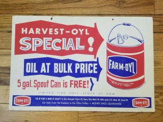 Vintage Advertising Cardboard Poster Sign - Farm - Oyl Oil Can 5 Gallon Tin