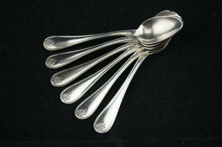 Y.  1900 Christofle Malmaison 6 Moka Spoons Silverplated France Hallmarked Empire