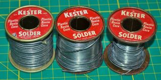 3 Vintage Kester Rosin Plastic Core Solder 2lb 4oz