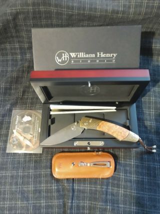 William Henry Knife B12 Timberline Spearpoint 24k Gold Damascus Le 15/20