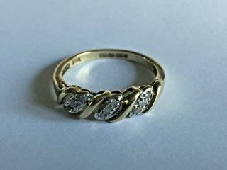 Stunning Hallmarked 9ct Solid Gold And Diamond Ring,  Vintage?,  2.  1 Grams
