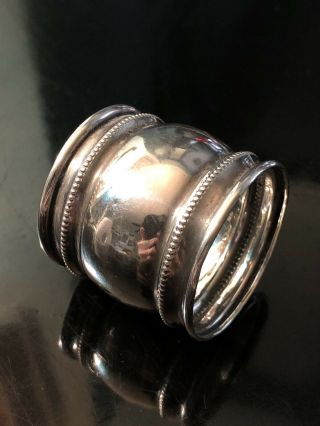 Vintage Antique Sterling Silver Napkin Ring Large Wide Ribbed Signed No Mono