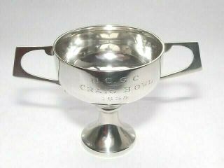Good Vintage Art Deco Solid Silver Sterling Twin Handle Trophy Cup Sheff 