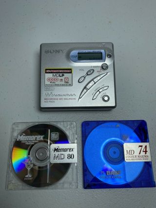 Sony Mz - R500 Mdlp Vintage Minidisc Recorder W/ Discs.