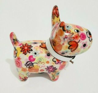 Pomme - Pidou Money Dog Money Piggy Bank Multi - Colored Floral Oscar Bull Terrier