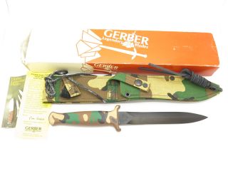 Vtg 1980s Gerber Guardian Ii Camouflage Fixed Blade Dagger Knife