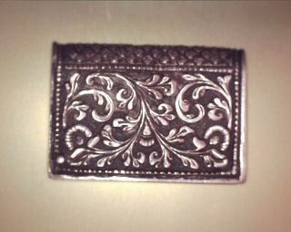 Antique Art Nouveau Repousse Design Continental Silver Vesta Match Safe Case
