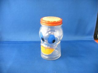 Vintage Clear Glass & Tin Toy Lucky Joe Duck Bank Nash 