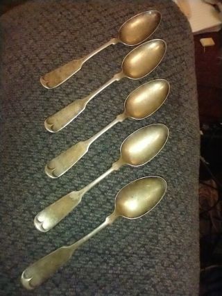 5 Antique R.  W & S Sterling Silver Spoons Silverware 1892