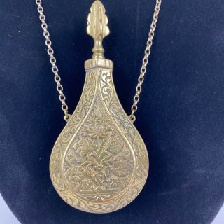 Vintage Perfume Bottle Pendant Necklace Scent Snuff Decorative Floral Etched 2