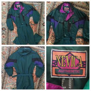 Vintage Nevica Ski Snow Suit 80s 90s Neon Green One Piece Mens Size Uk 42m Us 42