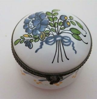 Pierre Deux,  France,  Blue Flowers,  Vintage French Country Style Trinket Box,  2 "