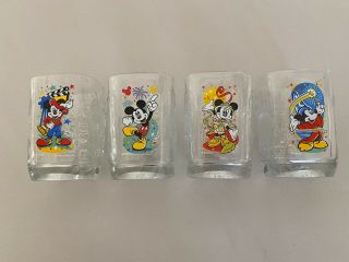 Set Of 4 Walt Disney World Mcdonalds Mickey Mouse 2000 Celebration Glasses Exc
