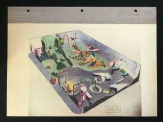 Disneyland Concept Art Lithograph 60th Vip Gift 9x12 1954 Peter Pan Overview