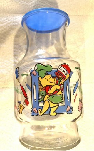 Vintage Disney Anchor Hocking Winnie The Pooh & Honey Pot Juice Carafe/bottle