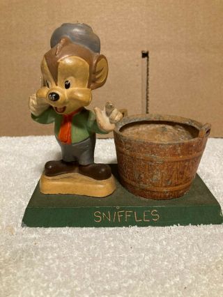 Vintage Looney Tunes Cast Iron Sniffles Coin Bank 1940 