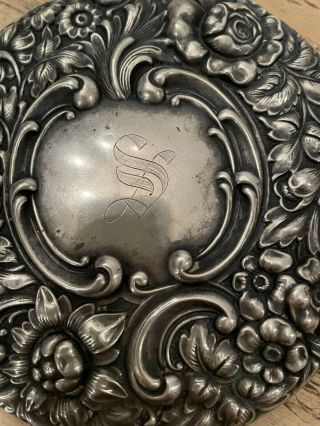 Vintage Sterling Silver Hand Mirror,  Beveled With Monogram S 2