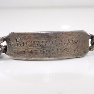 Vtg Wwii Sterling Silver Military Identification Curb Cuban Id Bracelet 8 " Lfl4
