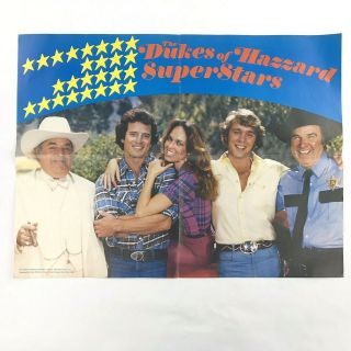 Vintage 1982 Dukes Of Hazzard Superstars Poster Weekly Book Club Reader