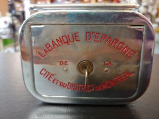 Vintage The Montreal City & District Savings Bank Metal Piggy Bank