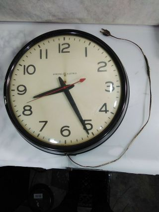 Vintage General Electric " Telechron " Made In Usa Schoolhouse Wall Clock 18 "