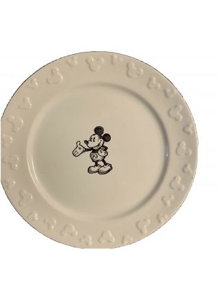 Disney Parks Gourmet Mickey Mouse Icon Sketch Black Dinner Plate Retired
